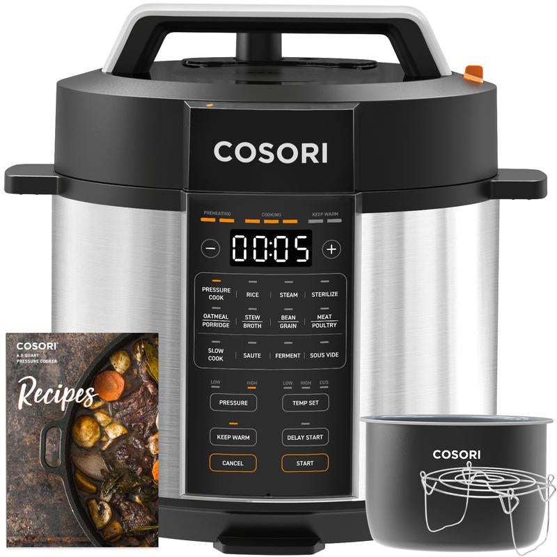 COSORI 9-In-1 Electric Instant Pot Pressure Cooker, Olla De Presión 6-Qt: Rice, Sauté, Sous Vide, Sterilizer, 1100W, Stainless Steel & Aluminium Inner Pot