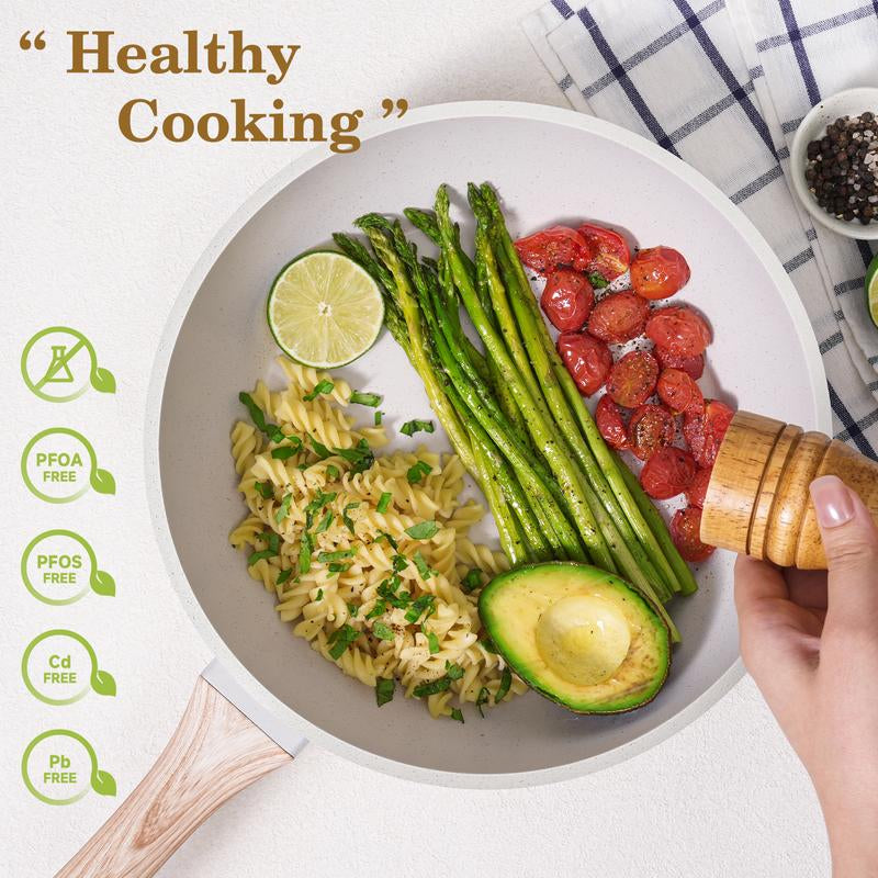SODAY Pots and Pans Set Non Stick, 12Pcs Kitchen Cookware Sets Non-Toxic Healthy Nonstick Kitchen Cooking Set with Frying Pans, Saucepans,Glass Lid,Kitchenware,Stock up on Specials,New Year Sale Aluminium Durable Bakelite Handle