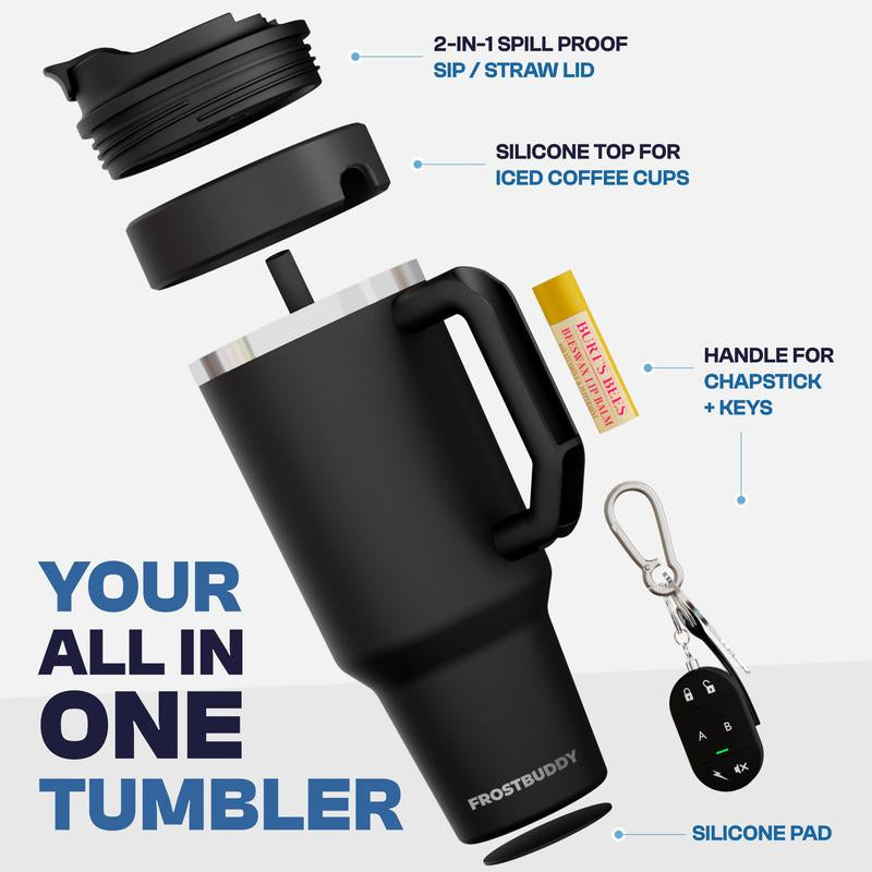 New Thicc Buddy 50Oz Leak Proof Double Wall Vacuum Sealed Tumbler with Handle Fits Lip Balm & Keys Drinkware Flasks Lid Insulated Mug for 12+ Hours Cold & 8+ Hours Hot