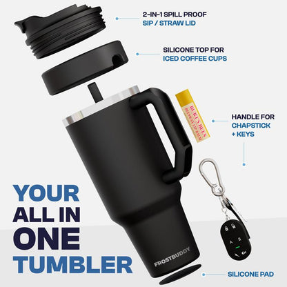 New Thicc Buddy 50Oz Leak Proof Double Wall Vacuum Sealed Tumbler with Handle Fits Lip Balm & Keys Drinkware Flasks Lid Insulated Mug for 12+ Hours Cold & 8+ Hours Hot