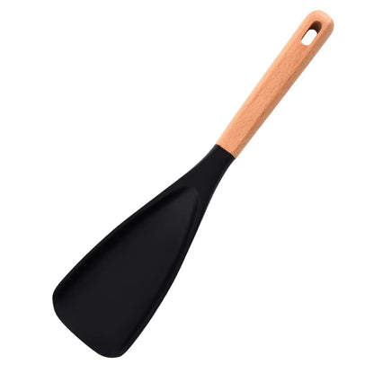 1/2Pcs Silicone Spatula Cooking Spoon with Wooden Handles Multi-Function Spoons Nonstick Spatulas for Baking Cooking and Mixing
