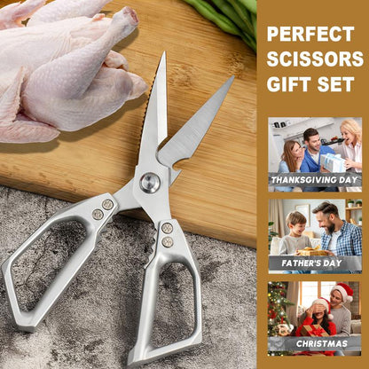 All-Purpose Kitchen Scissors, Stainless Steel Kitchen Shears – Sharp Poultry & Meat Scissors for Chicken Bones, Turkey, Dishwasher Safe, Japanese Cooking Scissors, Christmas Gift