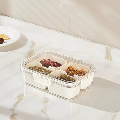 4Grid /8 Grid Snack Box Container, Portable Travel Charcuterie Board with Lid, Refrigerator Food Storage Box, Snack Organizer
