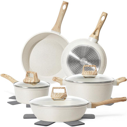 SODAY Pots and Pans Set Non Stick, 12Pcs Kitchen Cookware Sets Non-Toxic Healthy Nonstick Kitchen Cooking Set with Frying Pans, Saucepans,Glass Lid,Kitchenware,Stock up on Specials,New Year Sale Aluminium Durable Bakelite Handle