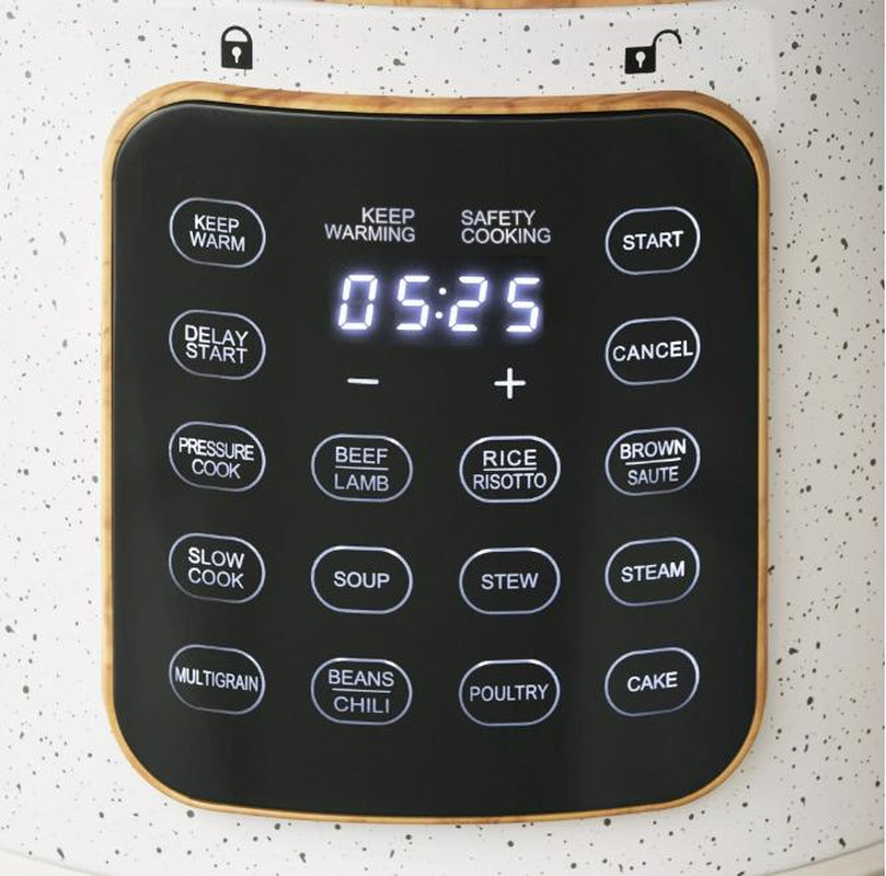 The Pioneer Woman Linen Speckle 6-Quart Pressure Cooker with Touch Control Display