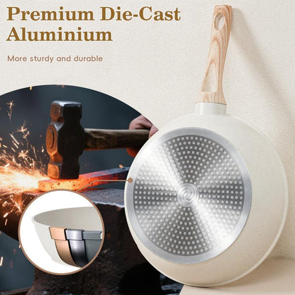 SODAY Pots and Pans Set Non Stick, 12Pcs Kitchen Cookware Sets Non-Toxic Healthy Nonstick Kitchen Cooking Set with Frying Pans, Saucepans,Glass Lid,Kitchenware,Stock up on Specials,New Year Sale Aluminium Durable Bakelite Handle