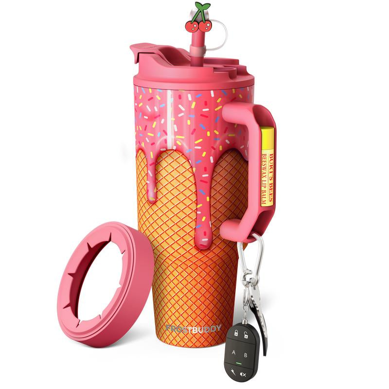 New Thicc Buddy 50Oz Leak Proof Double Wall Vacuum Sealed Tumbler with Handle Fits Lip Balm & Keys Drinkware Flasks Lid Insulated Mug for 12+ Hours Cold & 8+ Hours Hot