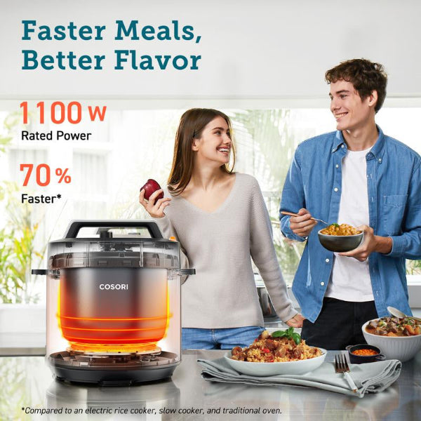 COSORI 9-In-1 Electric Instant Pot Pressure Cooker, Olla De Presión 6-Qt: Rice, Sauté, Sous Vide, Sterilizer, 1100W, Stainless Steel & Aluminium Inner Pot