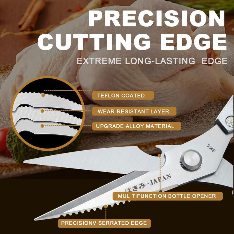All-Purpose Kitchen Scissors, Stainless Steel Kitchen Shears – Sharp Poultry & Meat Scissors for Chicken Bones, Turkey, Dishwasher Safe, Japanese Cooking Scissors, Christmas Gift