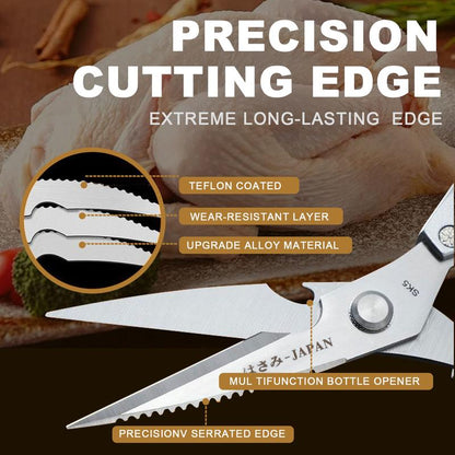 All-Purpose Kitchen Scissors, Stainless Steel Kitchen Shears – Sharp Poultry & Meat Scissors for Chicken Bones, Turkey, Dishwasher Safe, Japanese Cooking Scissors, Christmas Gift