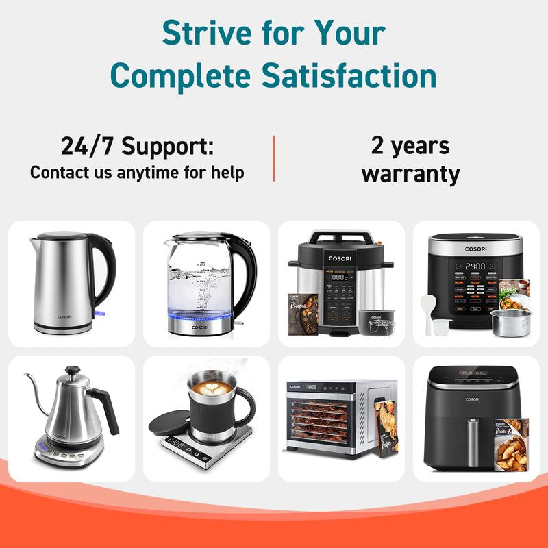 COSORI 9-In-1 Electric Instant Pot Pressure Cooker, Olla De Presión 6-Qt: Rice, Sauté, Sous Vide, Sterilizer, 1100W, Stainless Steel & Aluminium Inner Pot