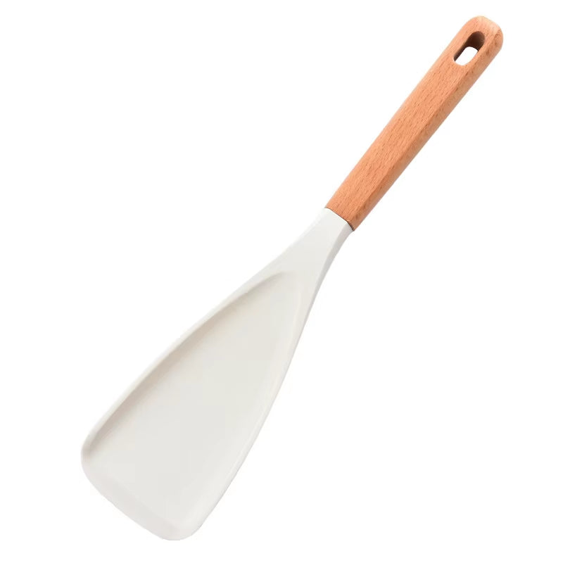 1/2Pcs Silicone Spatula Cooking Spoon with Wooden Handles Multi-Function Spoons Nonstick Spatulas for Baking Cooking and Mixing