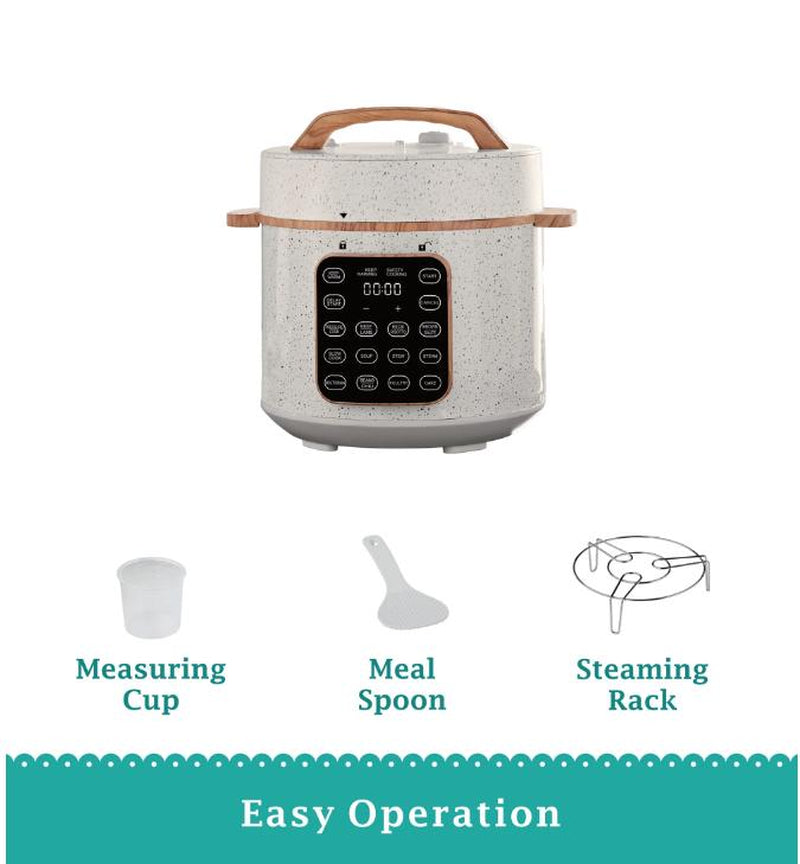 The Pioneer Woman Linen Speckle 6-Quart Pressure Cooker with Touch Control Display