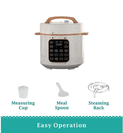 The Pioneer Woman Linen Speckle 6-Quart Pressure Cooker with Touch Control Display