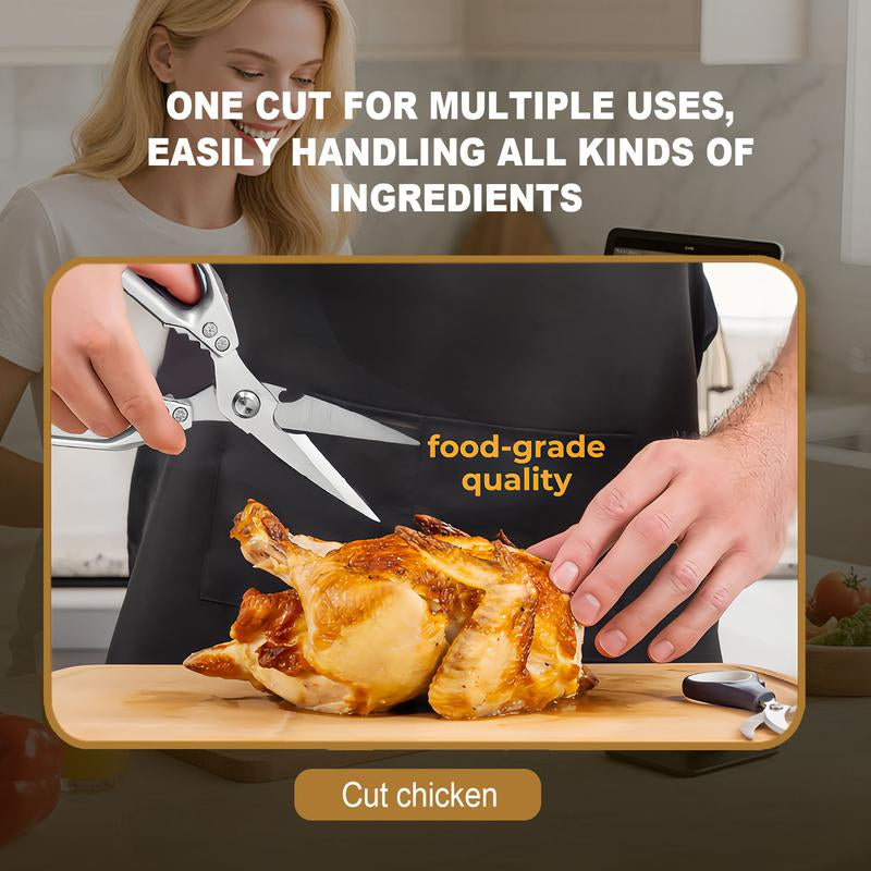 All-Purpose Kitchen Scissors, Stainless Steel Kitchen Shears – Sharp Poultry & Meat Scissors for Chicken Bones, Turkey, Dishwasher Safe, Japanese Cooking Scissors, Christmas Gift