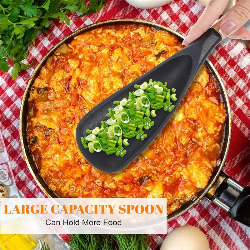 1/2Pcs Silicone Spatula Cooking Spoon with Wooden Handles Multi-Function Spoons Nonstick Spatulas for Baking Cooking and Mixing
