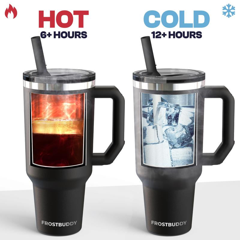 New Thicc Buddy 50Oz Leak Proof Double Wall Vacuum Sealed Tumbler with Handle Fits Lip Balm & Keys Drinkware Flasks Lid Insulated Mug for 12+ Hours Cold & 8+ Hours Hot