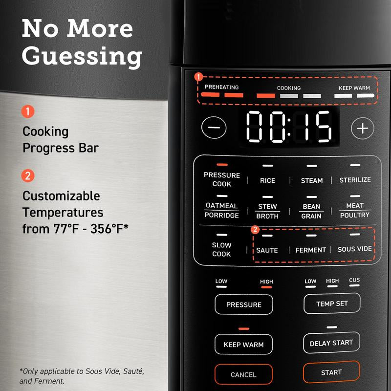 COSORI 9-In-1 Electric Instant Pot Pressure Cooker, Olla De Presión 6-Qt: Rice, Sauté, Sous Vide, Sterilizer, 1100W, Stainless Steel & Aluminium Inner Pot