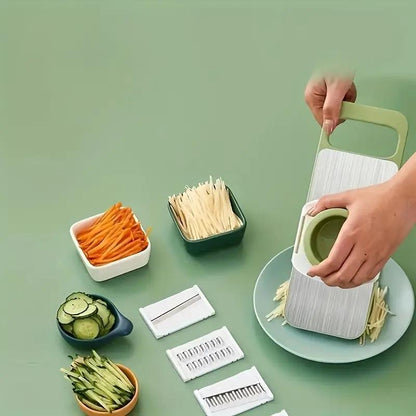 Multi-Function Manual Vegetable Slicer with 4 Blades and Hand Guard Stainless Steel for Efficient Cutting